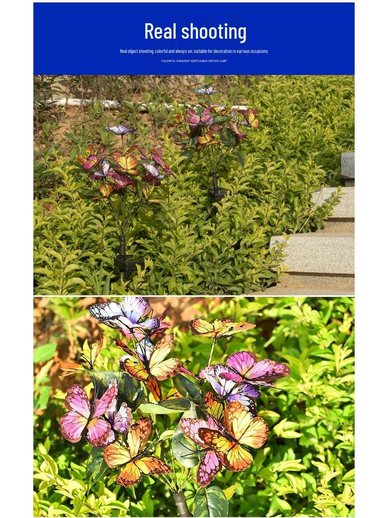 Solar LED Butterfly Flower Garden Light Outdoor Decorative Lamp
