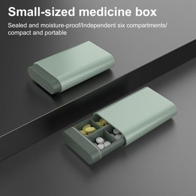 6 Grids Rectangle Medicine Box Pill Organizer Dustproof Compact Portable Small Airtight Pill Carrier Case Tablet Holder