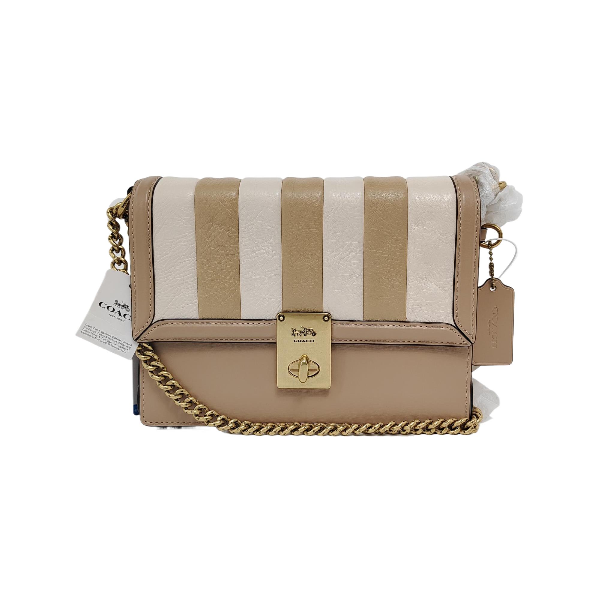 [Pre-Owned] Hutton Striped Chain Leather Small Square Crossbody Shoulder Bag - Excellent #1YQA6CA ONE SIZE