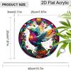Acrylic Colorful Hummingbird Stained Glass Style Suncatcher, 2D Flat Acrylic Window Hanging Ornament for Nature & Art Lover Gifts