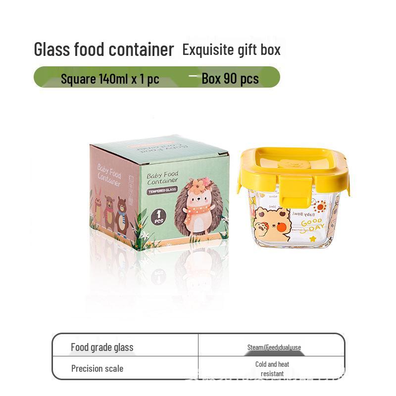 Sealed Glass Baby Food Container: Steamable, Microwaveable Portioning Bowl for Fresh-Keeping & Sampling