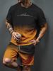 Gradient Letter Pattern 3D Print Tracksuits Men Casual Short Sleeve T-Shirt Shorts Sets 2pcs Sportswear Suits Man Clothing