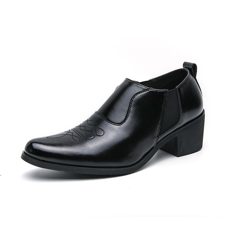 Dress Business Leather Shoes Men's Large Size High Heels Leather Shoes Men's Outer Height Office Groom Wedding Shoes