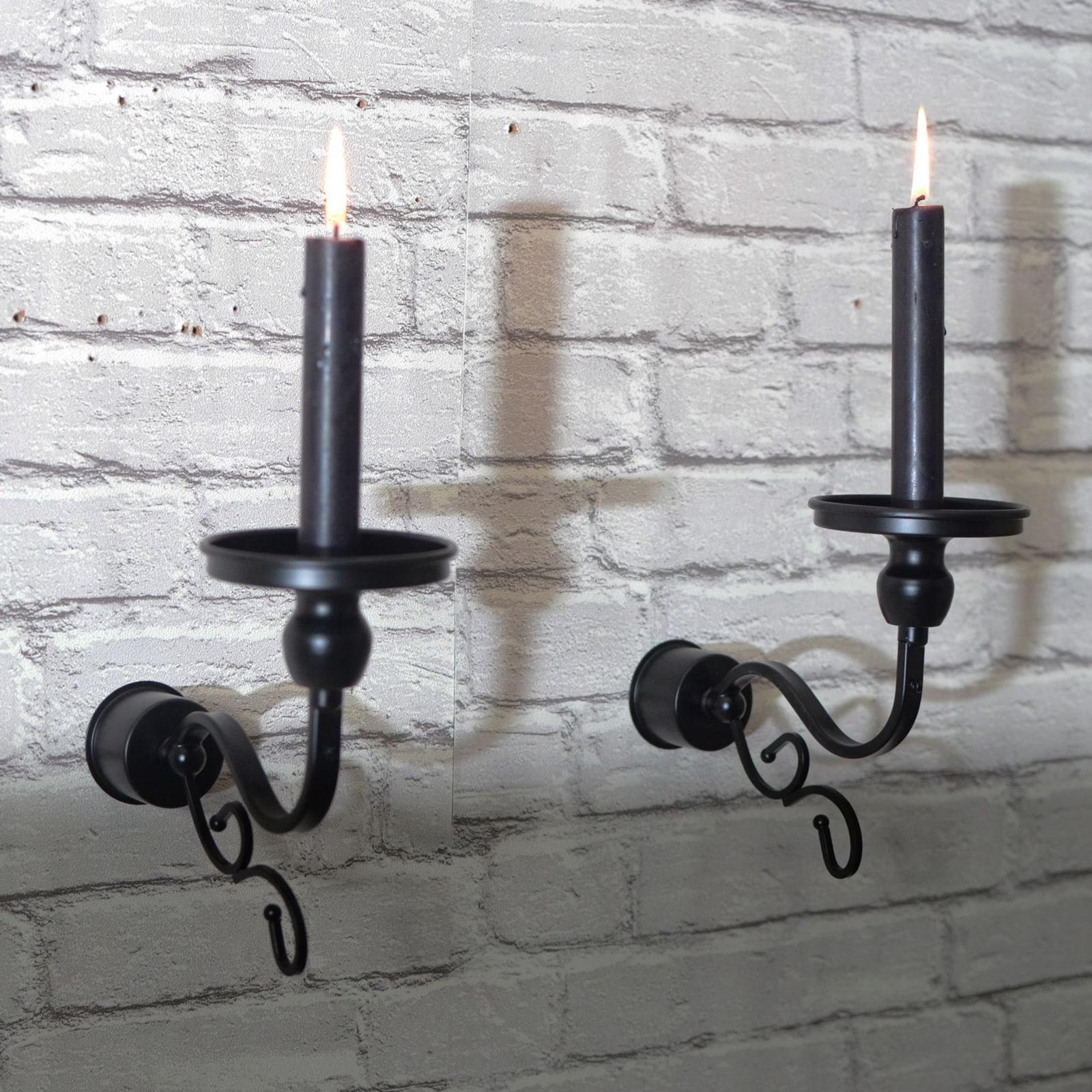

2x Wall Sconce Candle Holder Anniversary Decorative Living Room Home Banquet Desktop Birthday Ornament Candle Stand Wall Mounted чорний