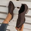 Women's British Style Pointed Toe Shoes with Thick Heels Soft Leather Deep Mouth Low Heel Elastic Band Soft  Shoes