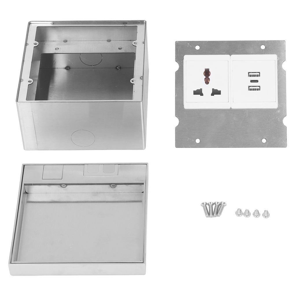 4000W Concealed Outlet Universal 3 Hole 2 USB A 1 Type C Waterproof Recessed Socket for Table Floor AC250V