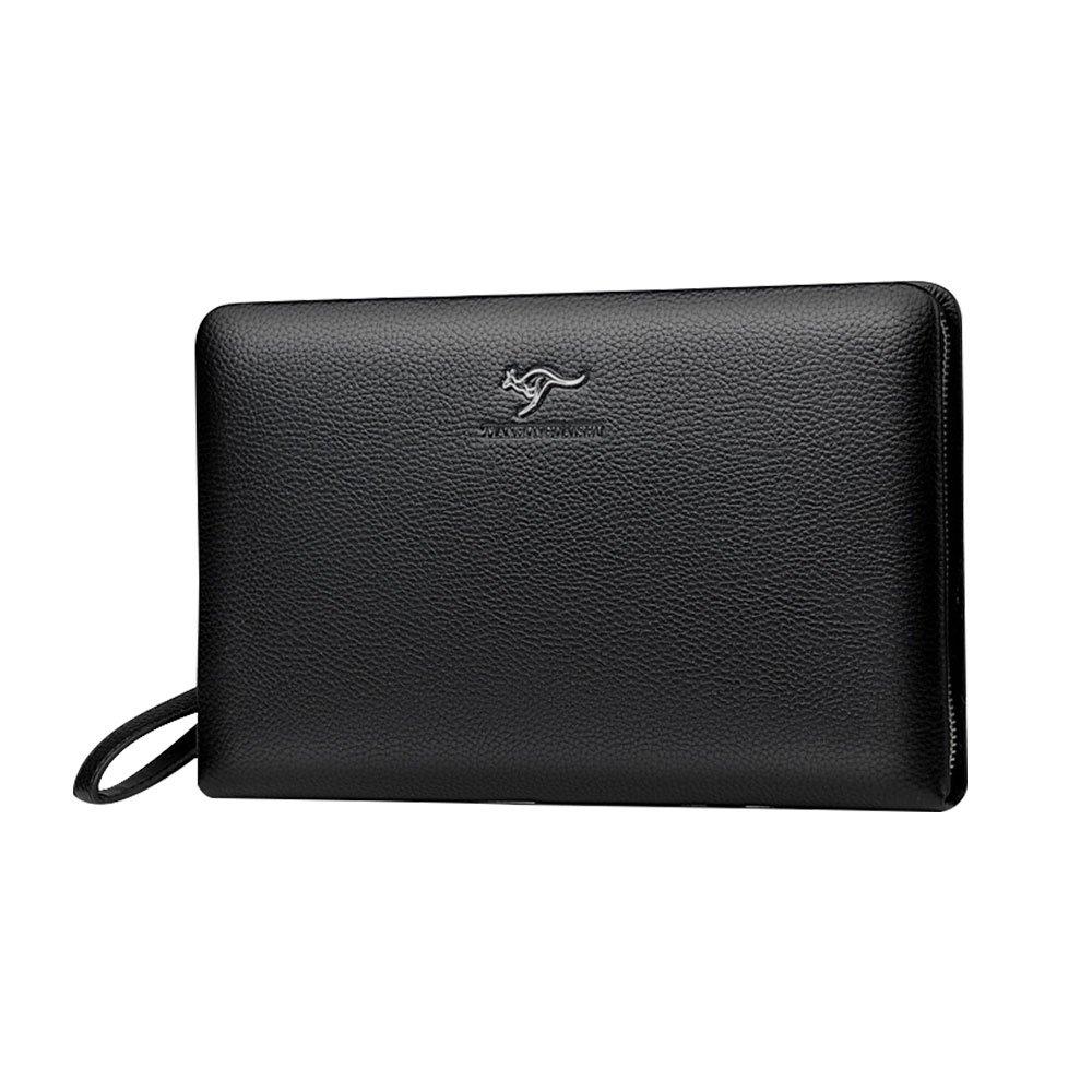 

Whatna 2-сторонний кожаный второй кошелек клатч 16 отделений для карт отделение для монет хранение iPad B5 кожаная сумка-тоут деловой формальный свадебная церемония черный мужской