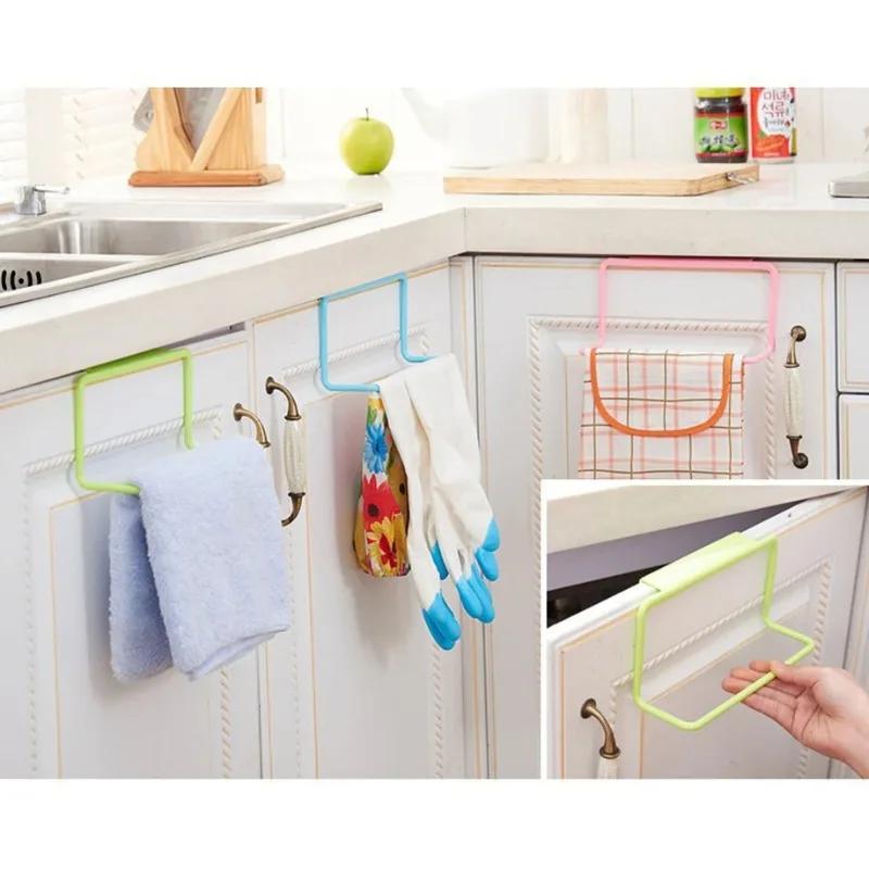 1Pcs Plastic Hanging Holder Towel Rack Cupboard Cabinet Door Back Multifunction Home Storage Organizer Kitchen Accessories
