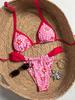 Print Triangle Cup Tie Side Low Waist Sexy Two Piece Bikini Set Elegant