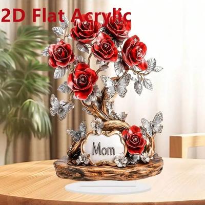 1pcs Rose Tree Butterfly "Mom" Carving. Multi Functional Desktop Decoration for Home and Office, Ideal Mother's Day Gift