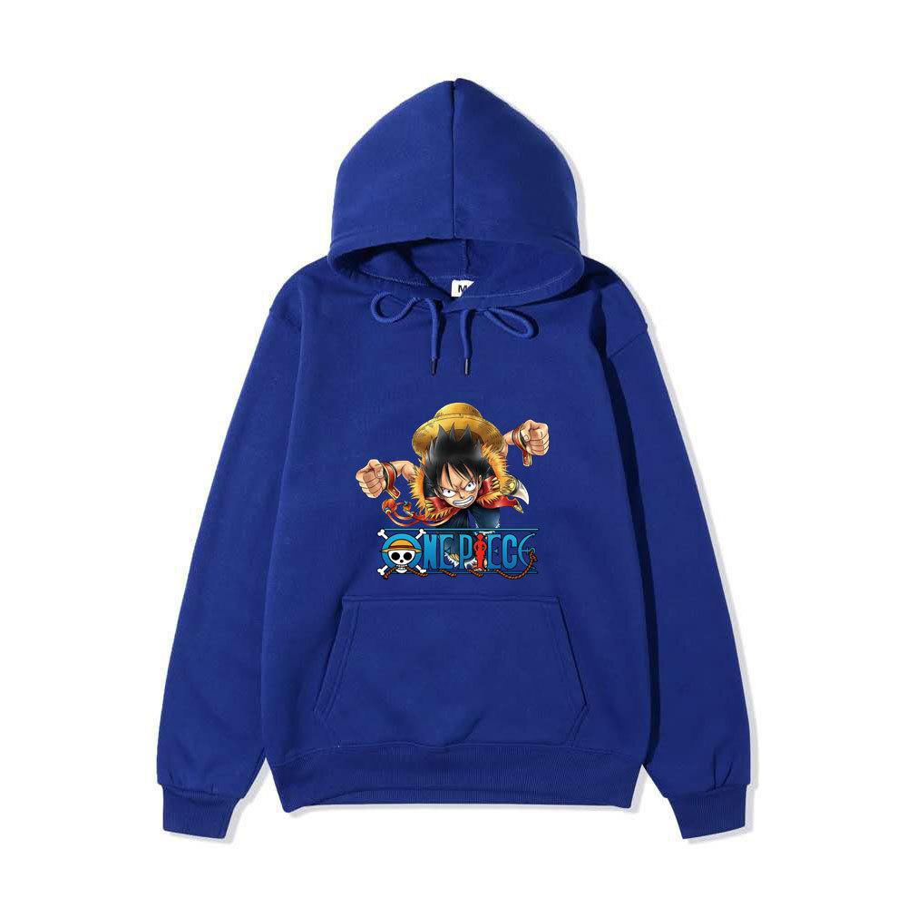 One Piece Monkey D. Luffy Hoodie, Anime Character Printed Pullover Hooded Sweatshirt Casual Long Sleeve Hoodie