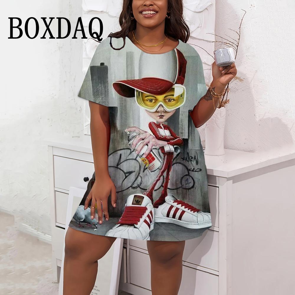 2025 New Fashion Personalized 3D Printed Round Neck Short-sleeved Dress