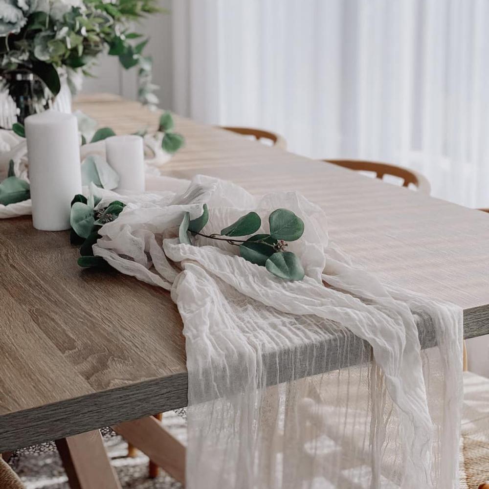 Semi-Sheer Gauze Table Runner, Cheesecloth, Wedding Table Path, Tulle Layout, Event Designing Kitchen Dining Decor