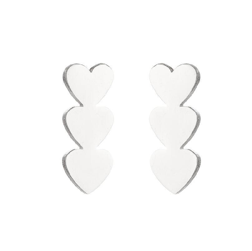 Minimalist Stainless Steel Heart & Sunflower Star Stud Earrings - "I Love You" Gesture