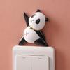 Adorable Light Switch Decoration Resin Girl Panda Figurine Self-Adhesive Detachable Wall Sticker Switch Ornament Home Decor