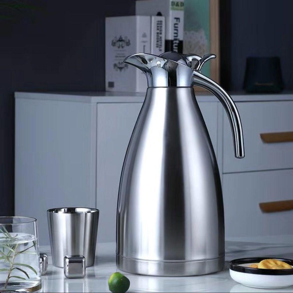 304 Stainless Steel Teapot Thermos Flask - Large Capacity Hot Water Kettle for Dormitory, Restaurant, and Hotel Use