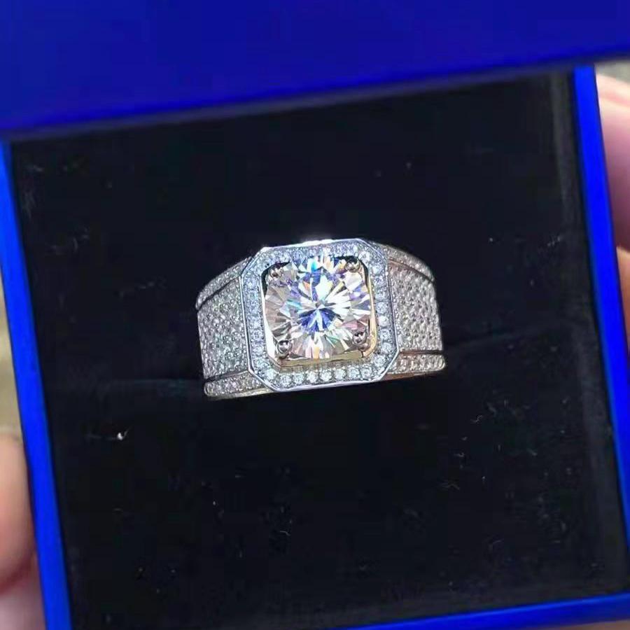 Gropshipping Elegant VVS Moissanite Round Diamond Custom 1ct Ring Sets Fashion Jewelry 925 Silver for Men