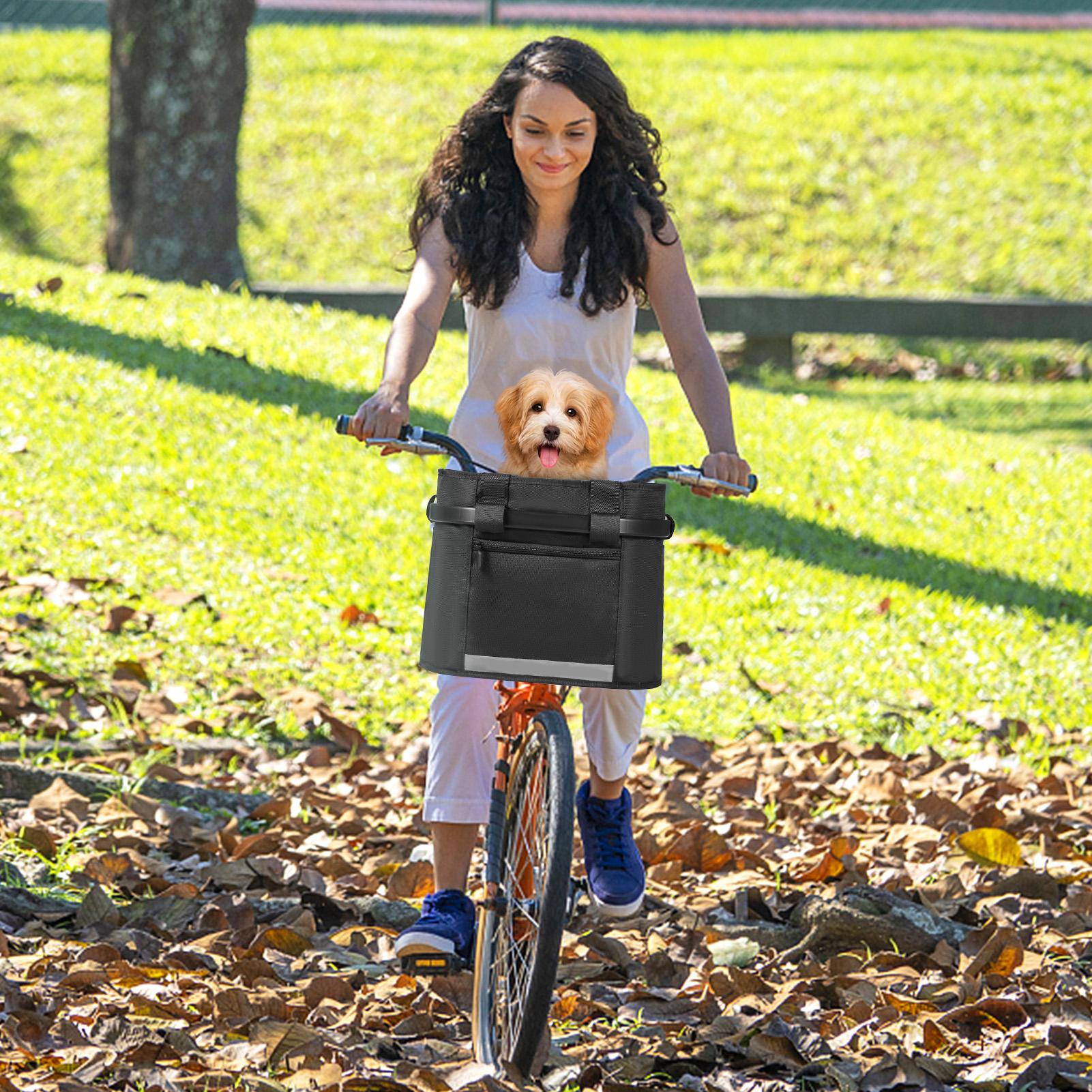 

Bike Basket Quick Relse Removable Folding Handlebar Basket Pet Cat Dog Carrier Bag Detachable Shoulder Bag for Cycle Shopping Picnic