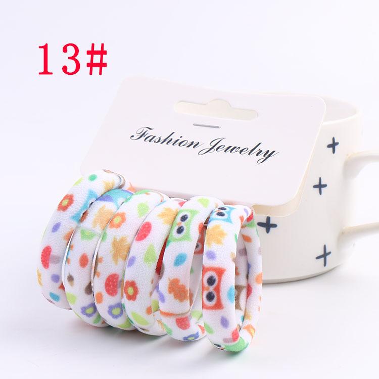 6Pcs/Set High Elasticity Printed Scrunchie Women Girls Children Elastic Hair Rubber Bands Accessories Tie Hair Rope Ring Holder