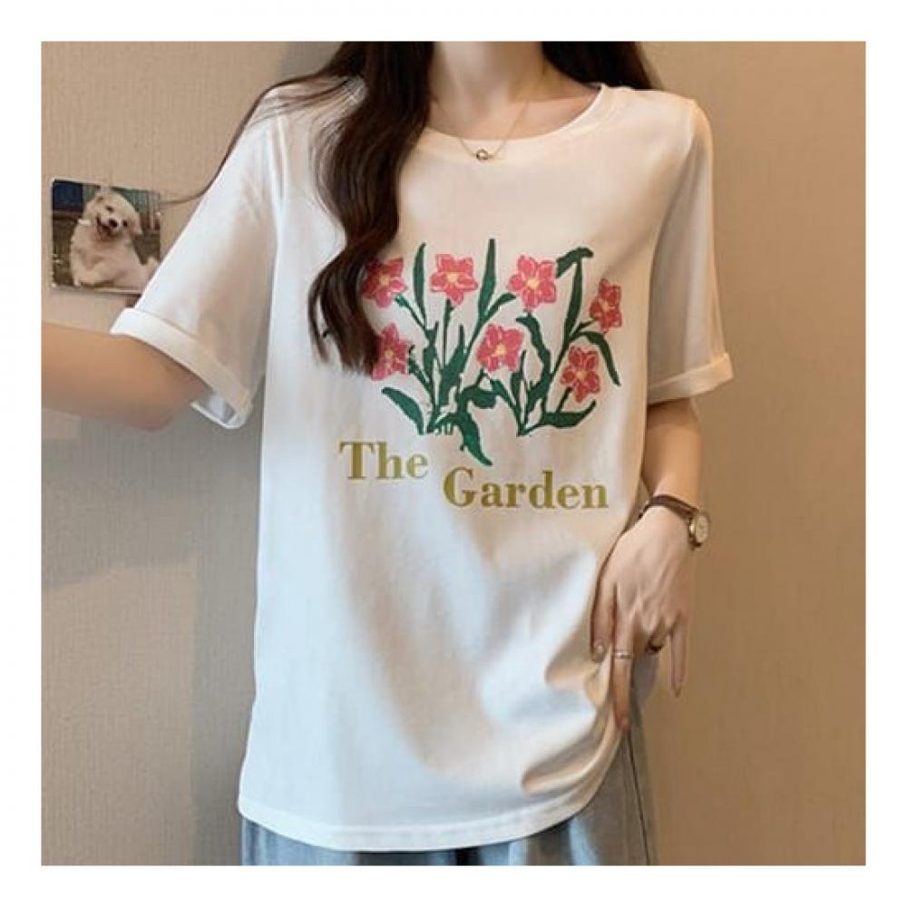 Navava NT1893 Flower PrinT Round Neck ShorT Sleeve T shirT