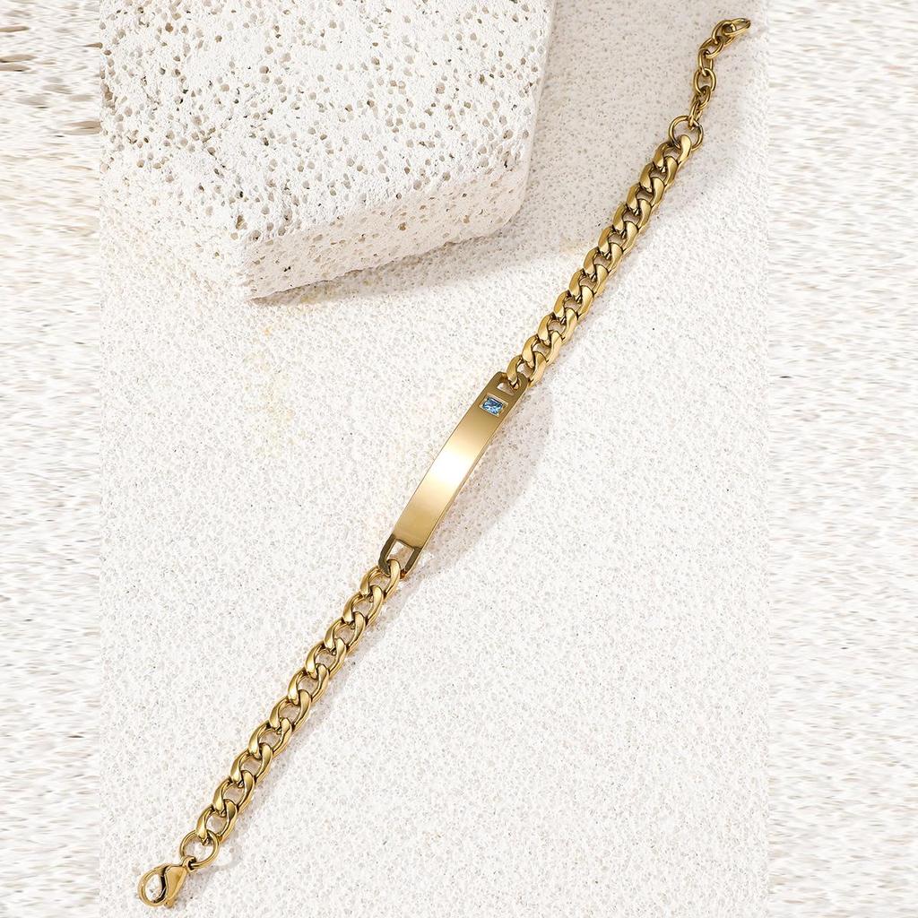 Crown Heart Zirconia Engravable Titanium Steel Couple Bracelet - Valentine's Day Gift