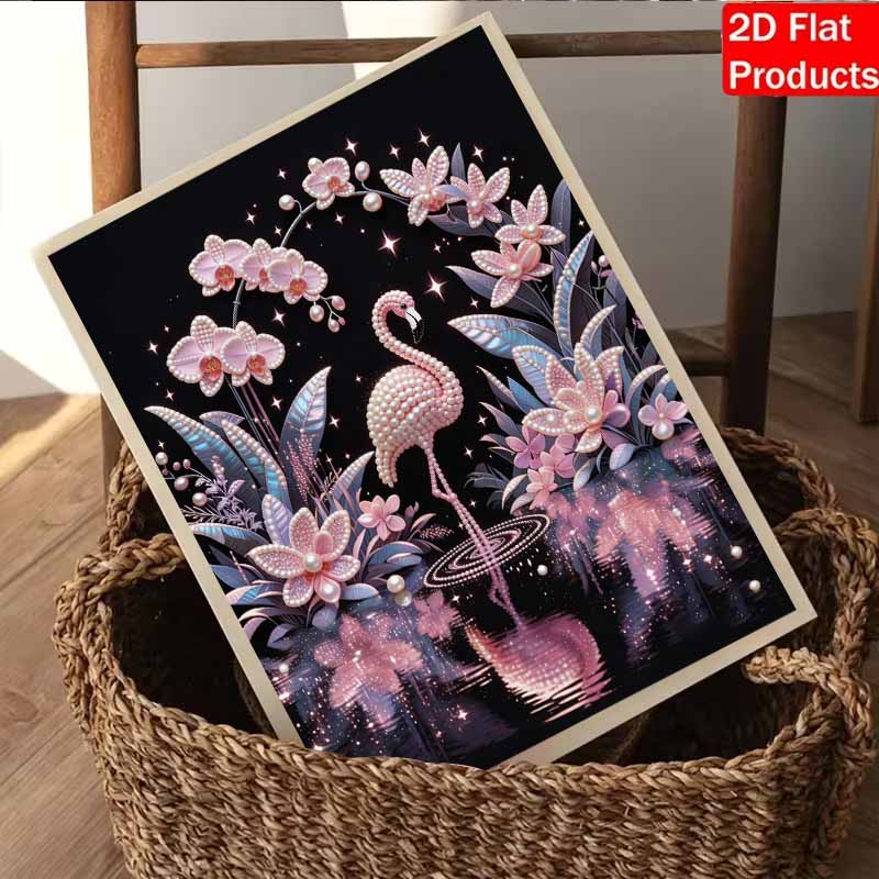 DIY Flamingo Pearl Diamond Art Kits Without Frame 30x40cm Gem Art Diamond Painting Kits for Adults/Beginners Gift Idea Home Wall Decor