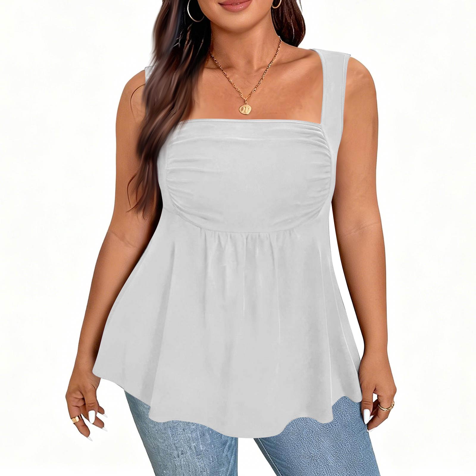 

Women s Fashionable Elegant Casual Tank Top Sleeveless Blouse XL білий