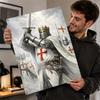 Rytíř Templář s mečem a armádou Personalizovaný D Texturovaný kovový plakát Nástěnné umění Plechová cedule pro dekoraci Výzdoba místnosti Luxusní