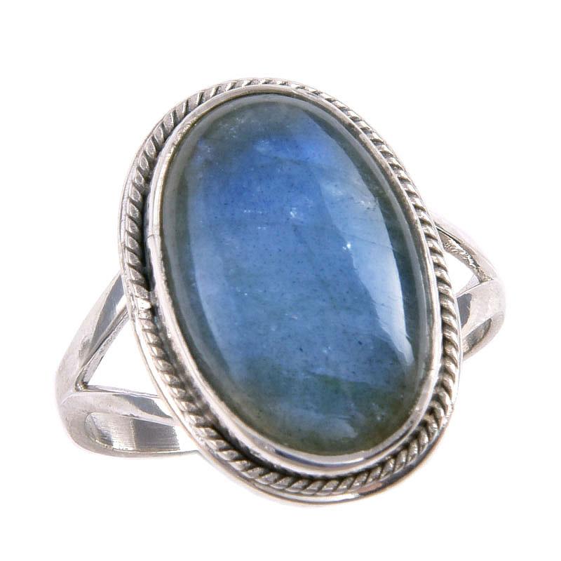 Natural Labradorite Gemstone 925 Solid Sterling Silver Jewelry Ring S.9.5 E2p28