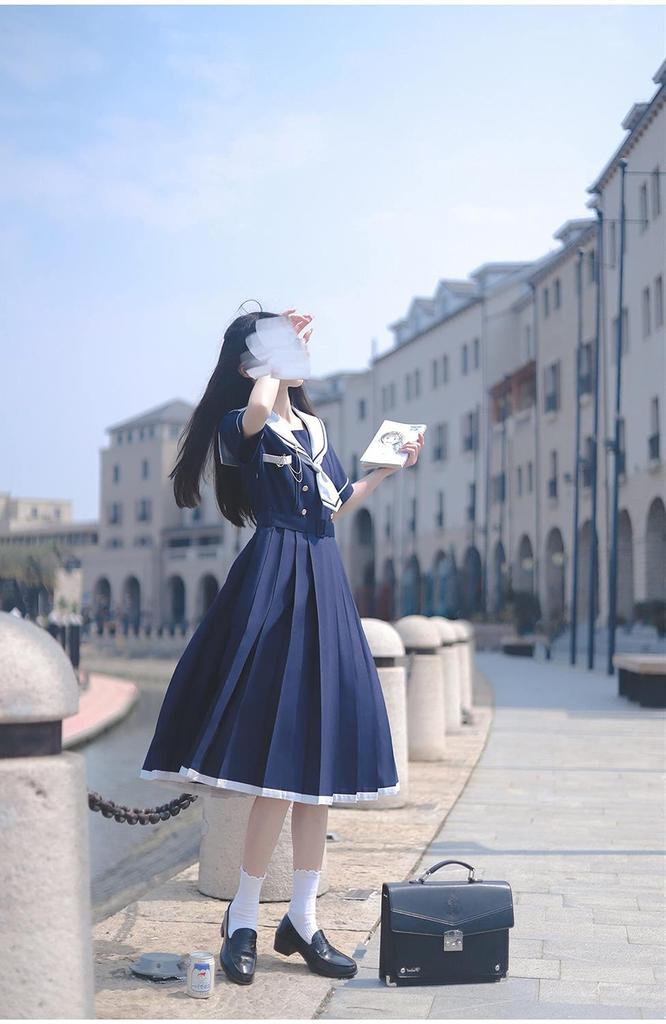 Hosaku Matrosenuniform Kurz High School Mädchen Schule Perfekt für Foto Gedenken und Festivals Co., Ltd. Kleid, Ärmel, Uniform, Stil, 4-teilig