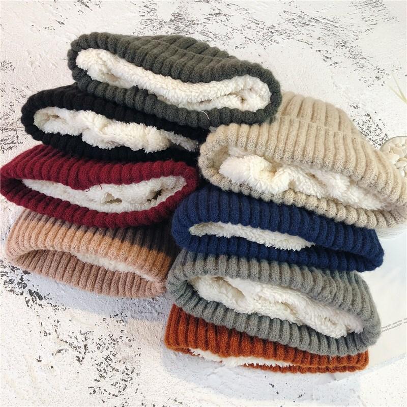 Hat Women's Winter Velvet Warm Wool Hat Men's and Women's Versatile Pullover Knitted Hat Thickened Ear Protectors Cold Hat Tide