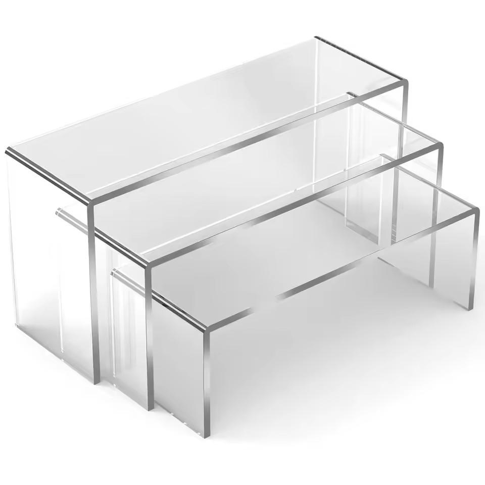 

3Pcs Acrylic Transparent Display Stand Organizer U Shape Lightweight Holder Window Counter Cosmetics Rack Dessert Model Shelf