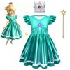 Rosalina Princess Kids Cosplay Dress Flutter Sleeve Costume With Crown Wand For Girl Game Role Play Princess Dress Short Sleeve