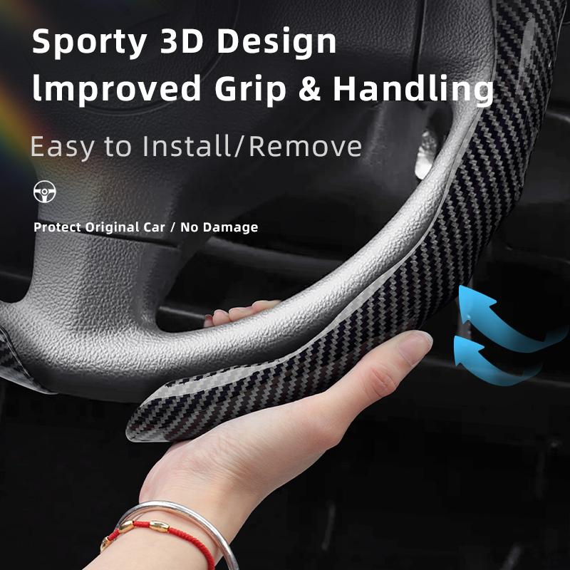 Suitable for Suzuki Carbon Fiber Texture Steering Wheel Cover Snap-On Wave-Shaped Sports Design Protective Case Alto S-Presso Celerio Ignis Swift