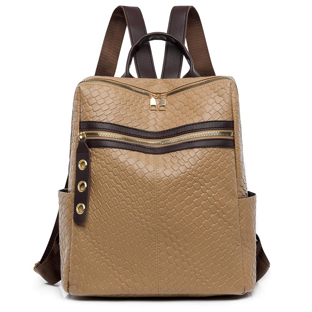 

Контрастный рюкзак Женский рюкзак из мягкой кожи для путешествий на открытом воздухе хаки