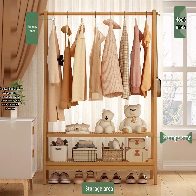 Minimalist Bamboo Coat Rack with Storage