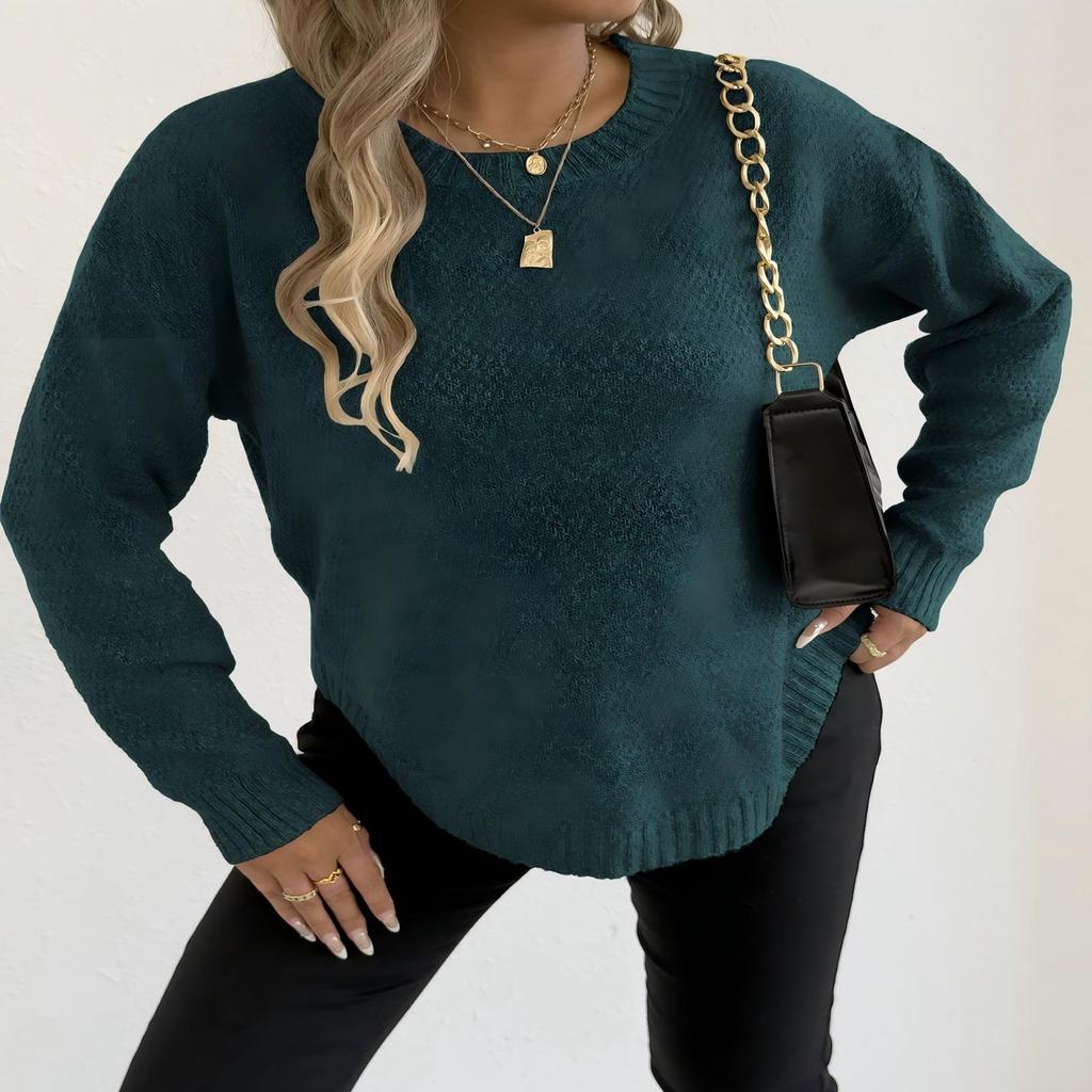 Autumn and Winter Fashion Women  Sleeve Casual Solid Ladies Tops Knitted Loose Sweaters for Female Long Sleeves Solid Color Blouses Shirt