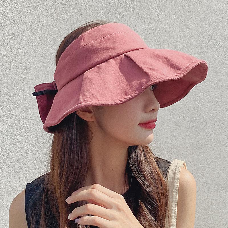 Empty Top Sun Hat for Women Summer Uv Protection Sun Hat Large Brim Bows Fisherman Sun Hat
