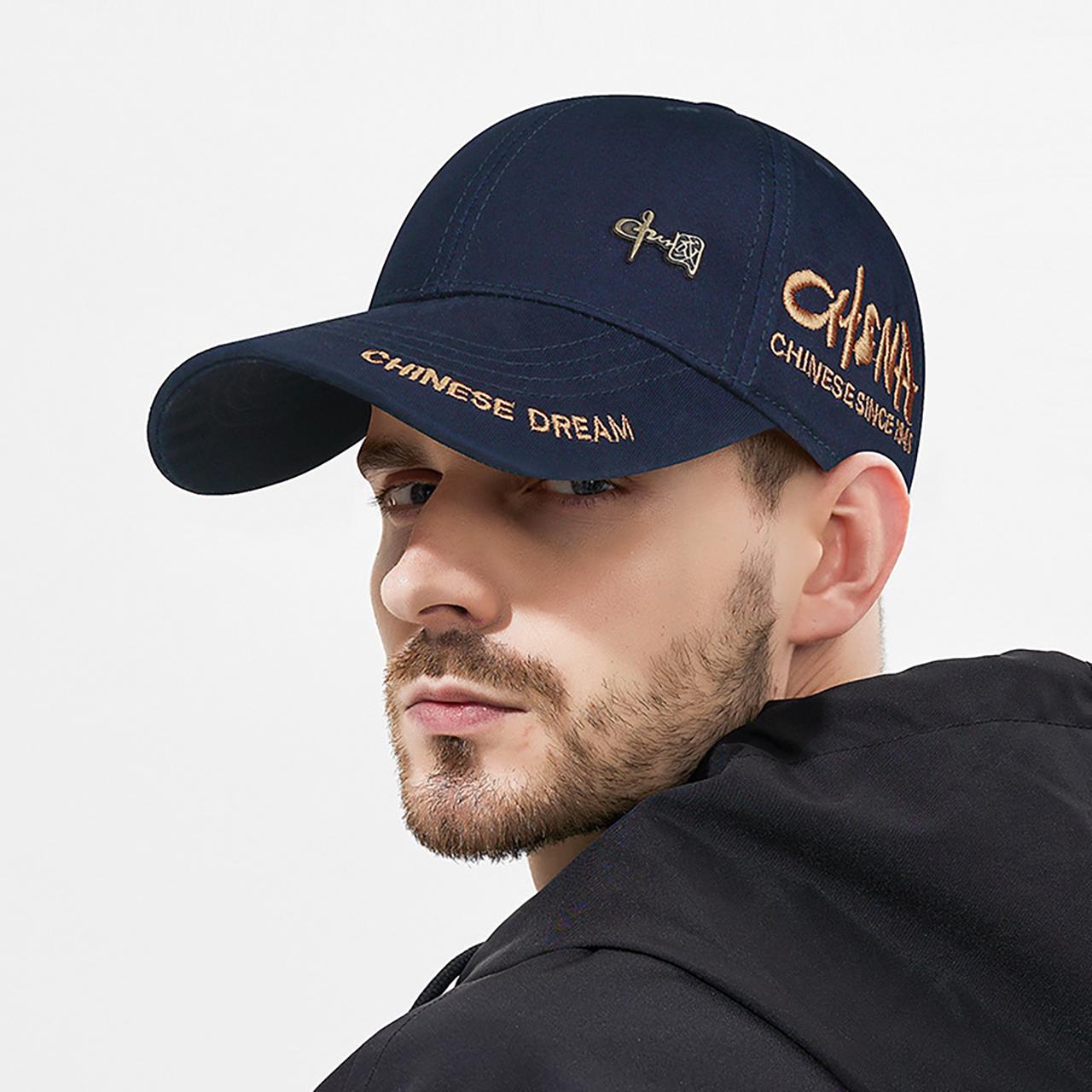 

Fashion Solid Color Baseball Hat for Men China Embroidery Sunshade Adjustable Peaked Duck Tongue Cap Male Casual Outdoor Hat Adjustable темно-синий