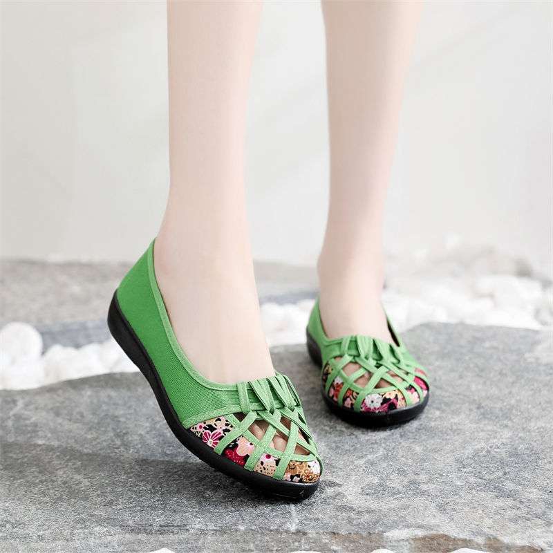 Laobei cloth shoes women's shoes spring and summer women's hollow models flat-soled women's shoes bag women's mesh shoes head breathable mother sanda