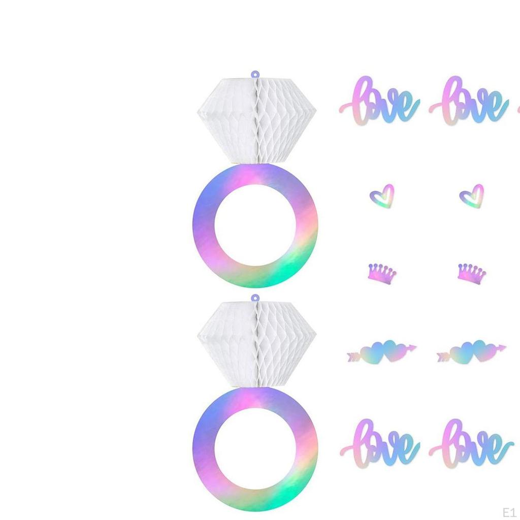 Honeycomb Diamond Banner Hanging Ornament Engagement Party Decoration for Proposal Supplies