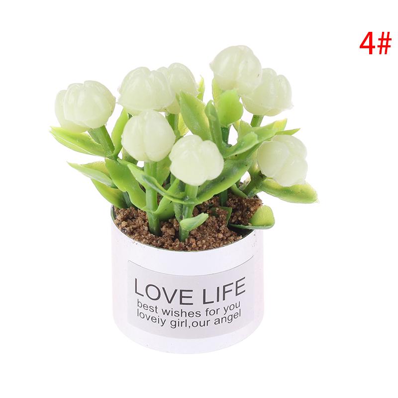 1Pc 1:12 Dollhouse Mini Iron Potted Plant Pot Lavender Plant Home Garden Decor