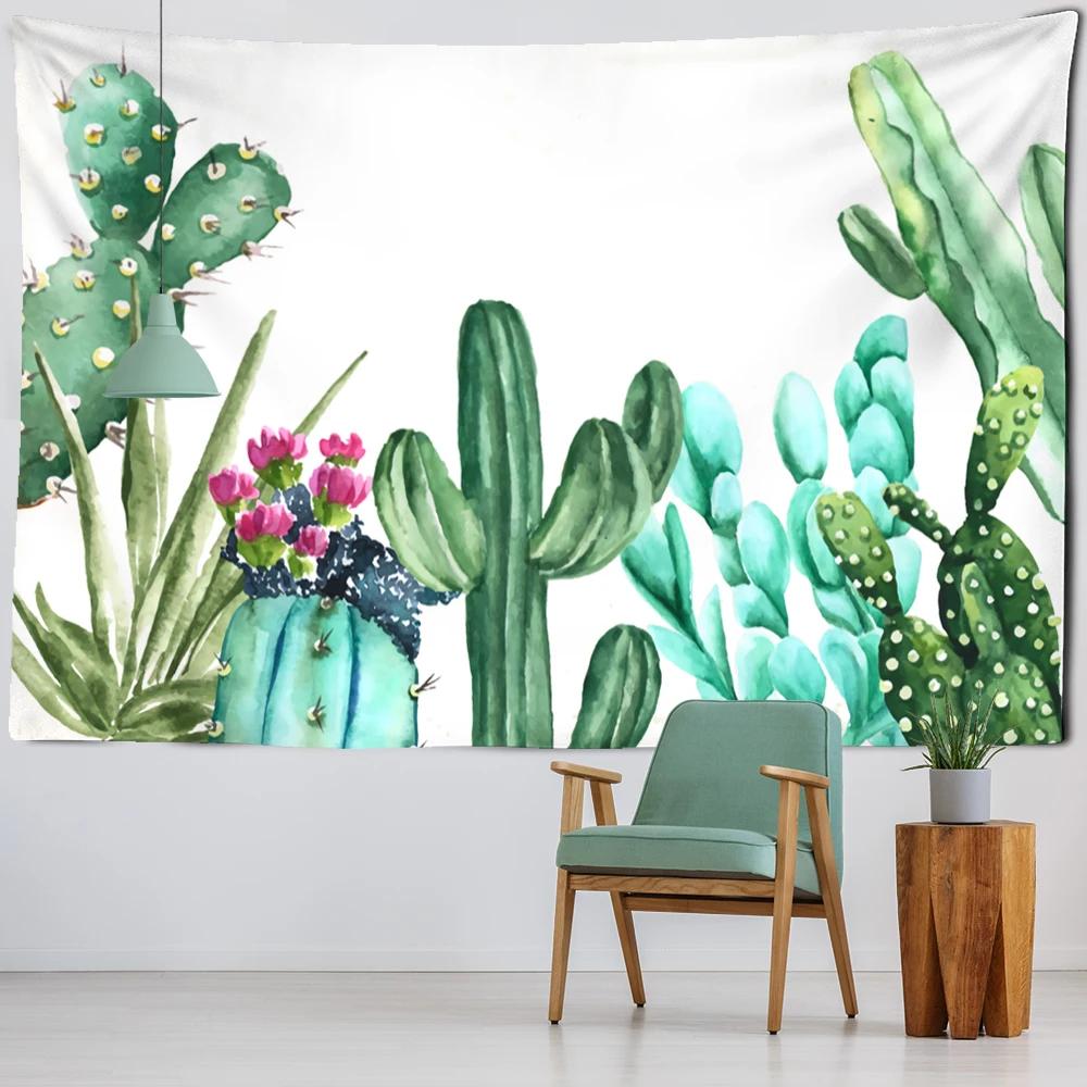 Cactus Tropical Plant Tapestry Wall Hanging Boho Style Hippie Cartoon Cute Children's Room Home Decor