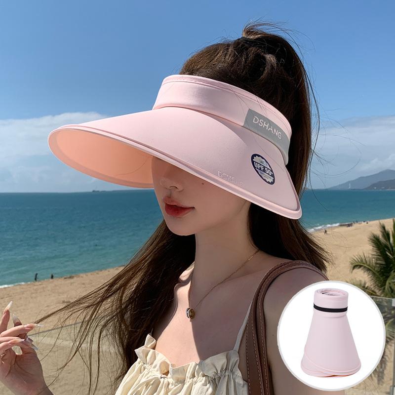 8505 summer UV protection hat women's outdoor travel sun protection sun hat large brim face covering empty top sun hat