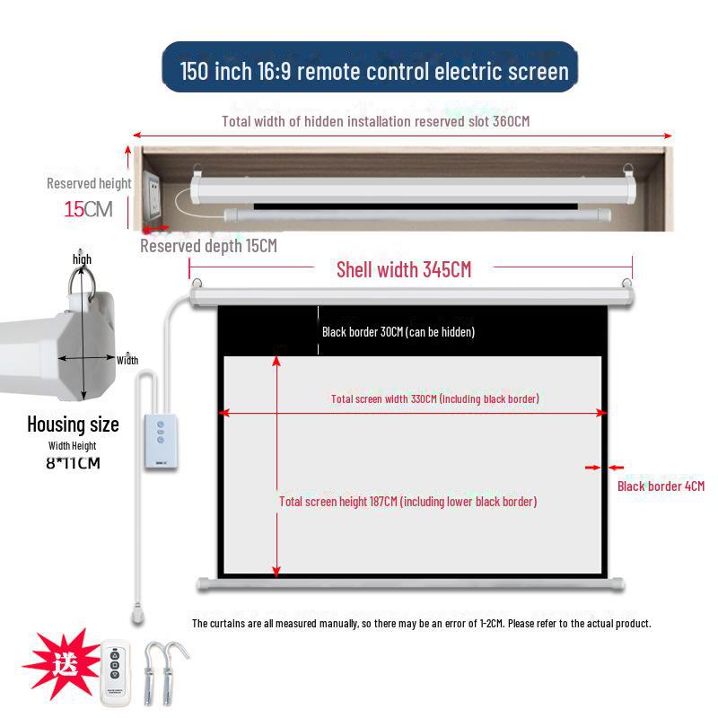 Elektrischer versteckter Projektionsleinwand mit Fernbedienung - Automatischer Lift, Größen: 150-250 Zoll