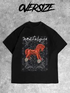 Trendy oversized T-shirt with Russia print S