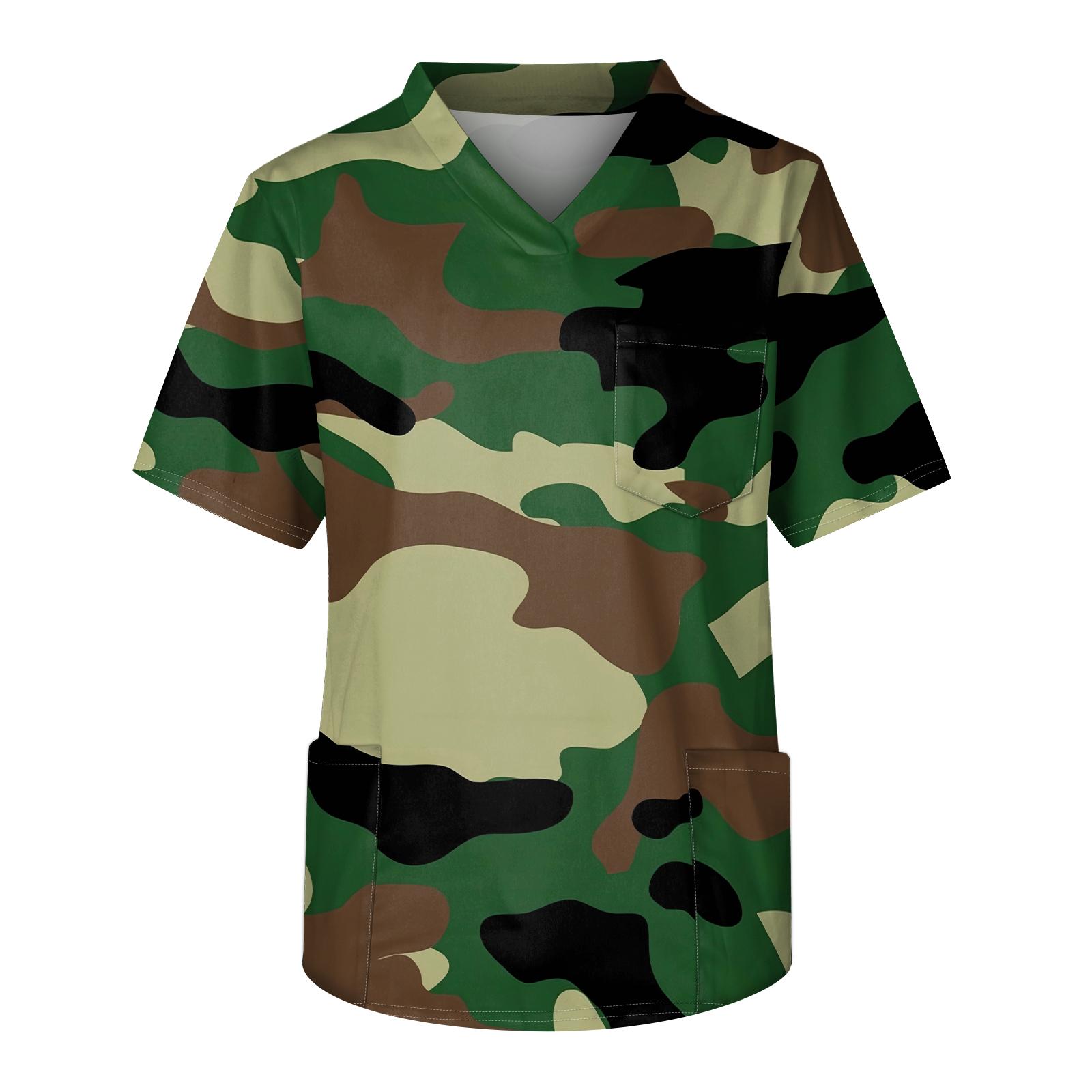 

Чоловіча робоча блуза з коротким рукавом і V-подібним вирізом, нагрудна кишеня для догляду XL зелений