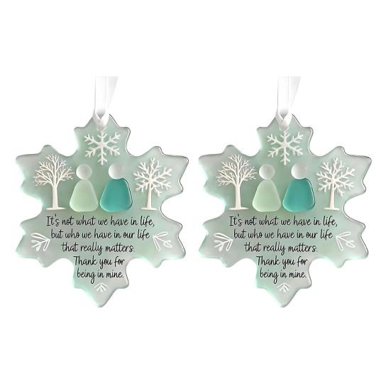 Snowflake Shaped Sea Glass Ornament Handmade Sea Glass Art Friendship Keepsake Coastal Winter Christmas Tree Decoration