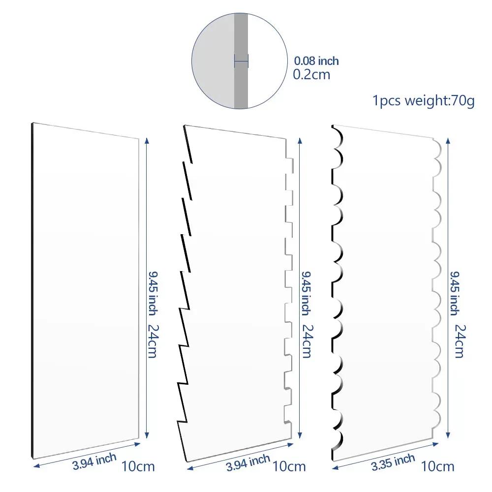 2 st/Set Akryl Tårtskrapa Set Dekorerande Konturrand Tårtkam Sågtandad Utjämnare Smörkräm Glasyrskrapa tårtverktyg