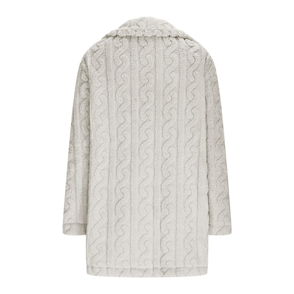 Women Thick Woolen Coats Double Breasted Solid Warm Jackets Midi Length Coat Turn Down Collar Casual Straight Jacket Winter